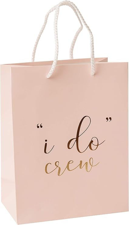 Amazon.com: I Do Crew Gift Bags - 12 Pack Baby Pink Bridal Favor Bag 210msg with Gold Foil '"i do... | Amazon (US)