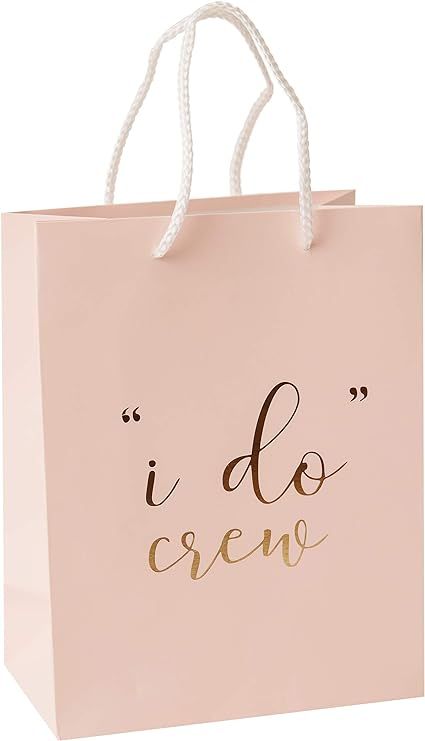Amazon.com: I Do Crew Gift Bags - 12 Pack Baby Pink Bridal Favor Bag 210msg with Gold Foil '"i do... | Amazon (US)