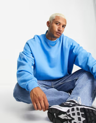 ASOS DESIGN super oversized sweatshirt in bright blue | ASOS (Global)