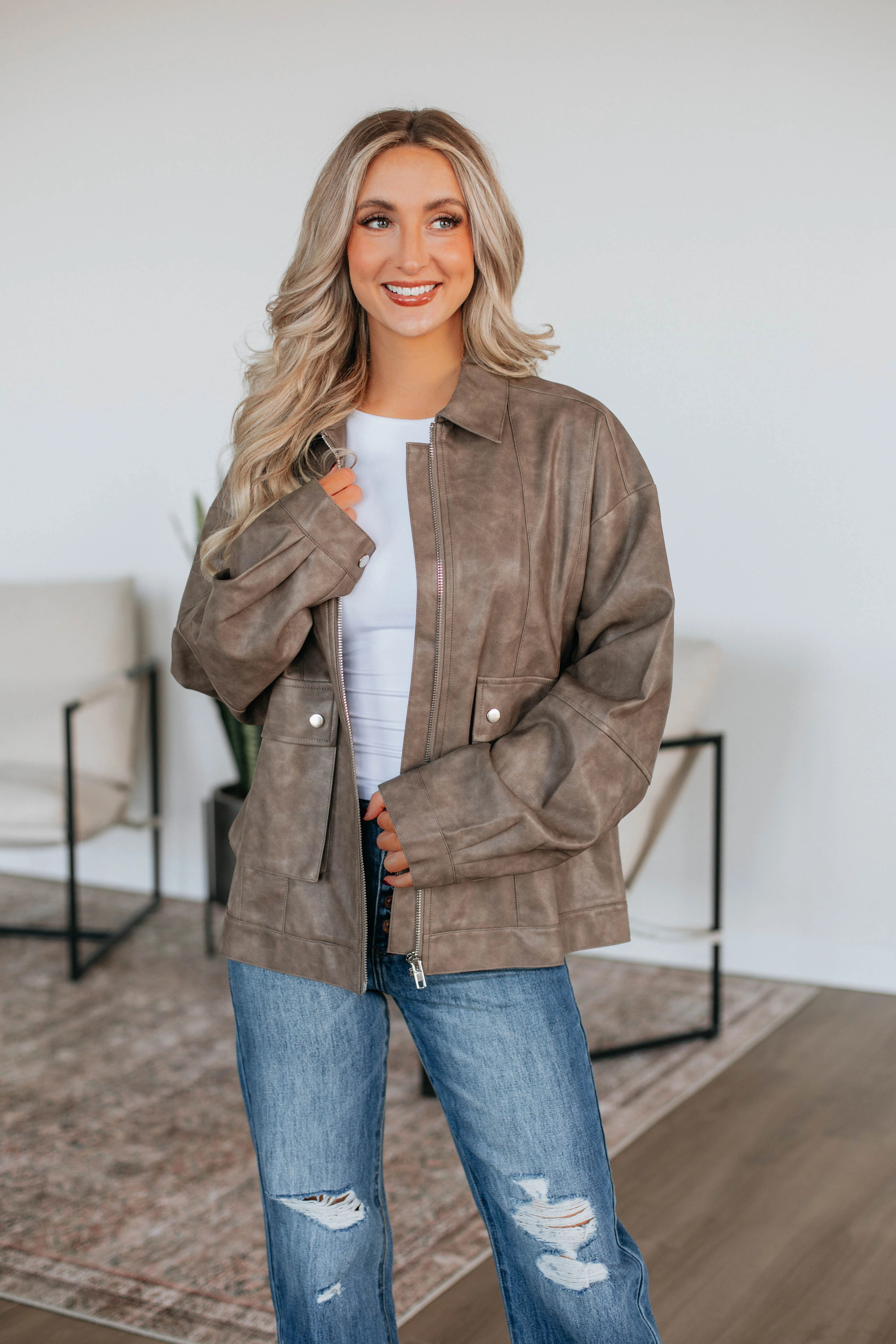 Ryann Leather Jacket - Mocha | Wild Oak Boutique