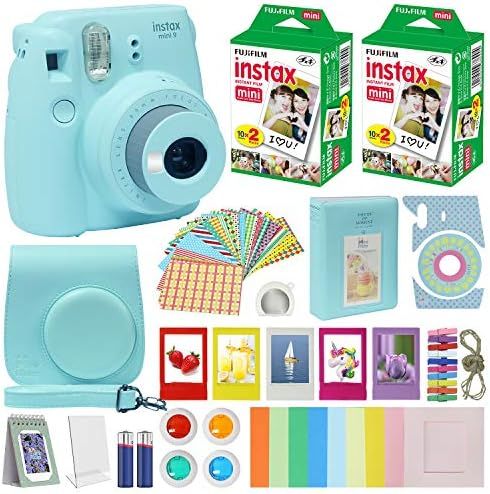 Fuji Instax Mini 9 Instant Camera ICE Blue w/Case + Fuji Instax Film Value Pack (40 Sheets) for F... | Amazon (US)