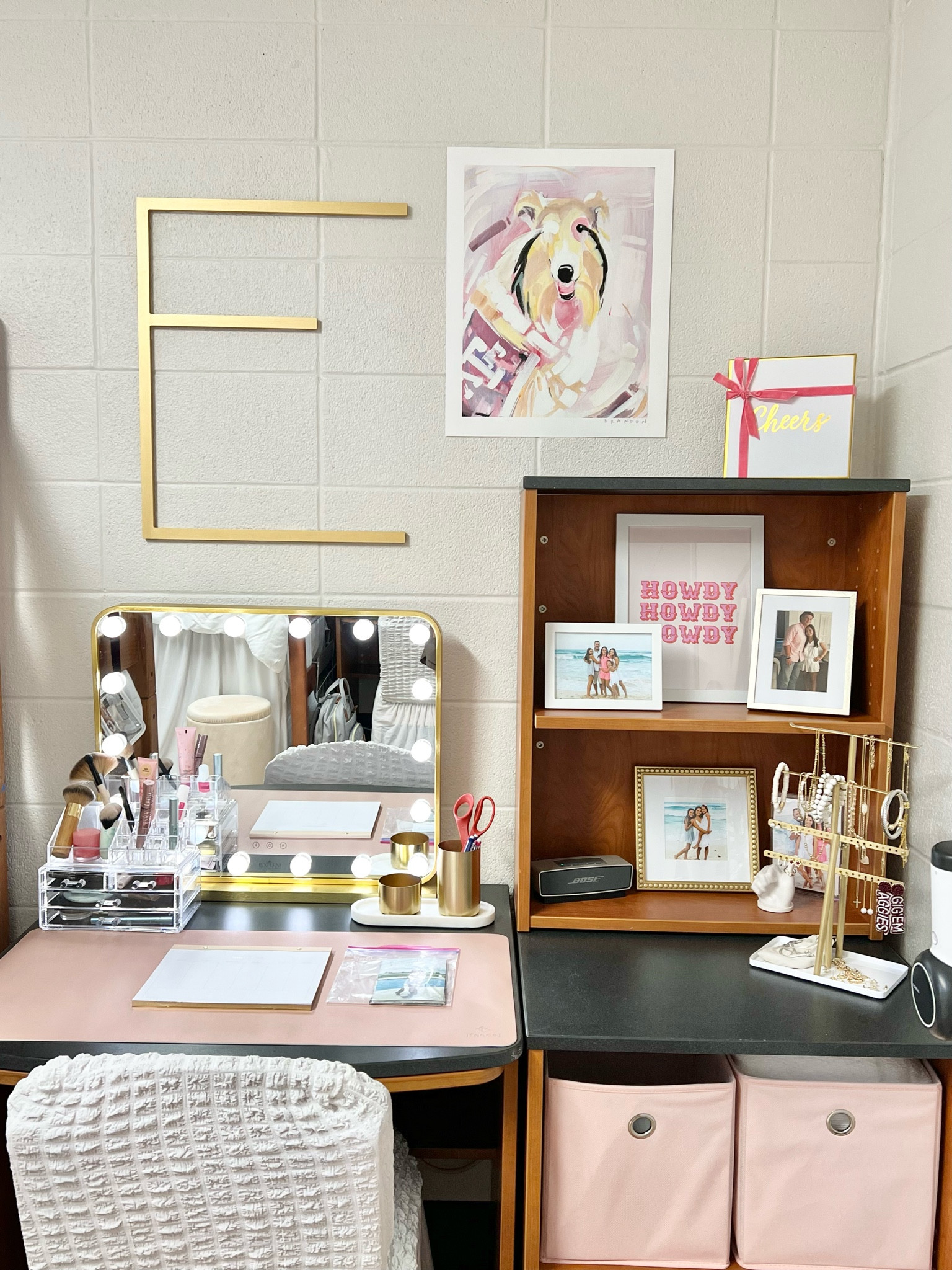 Texas A&M girls dorm room!  Southside commons Aston hall  
White pink and gold dorm room  
Girls college essentials


#LTKBacktoSchool #LTKFindsUnder50 #LTKU