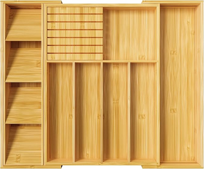 Delamu Expandable Silverware Organizer with Cutlery Organizer in Drawer, Flatware Utensil Organiz... | Amazon (US)