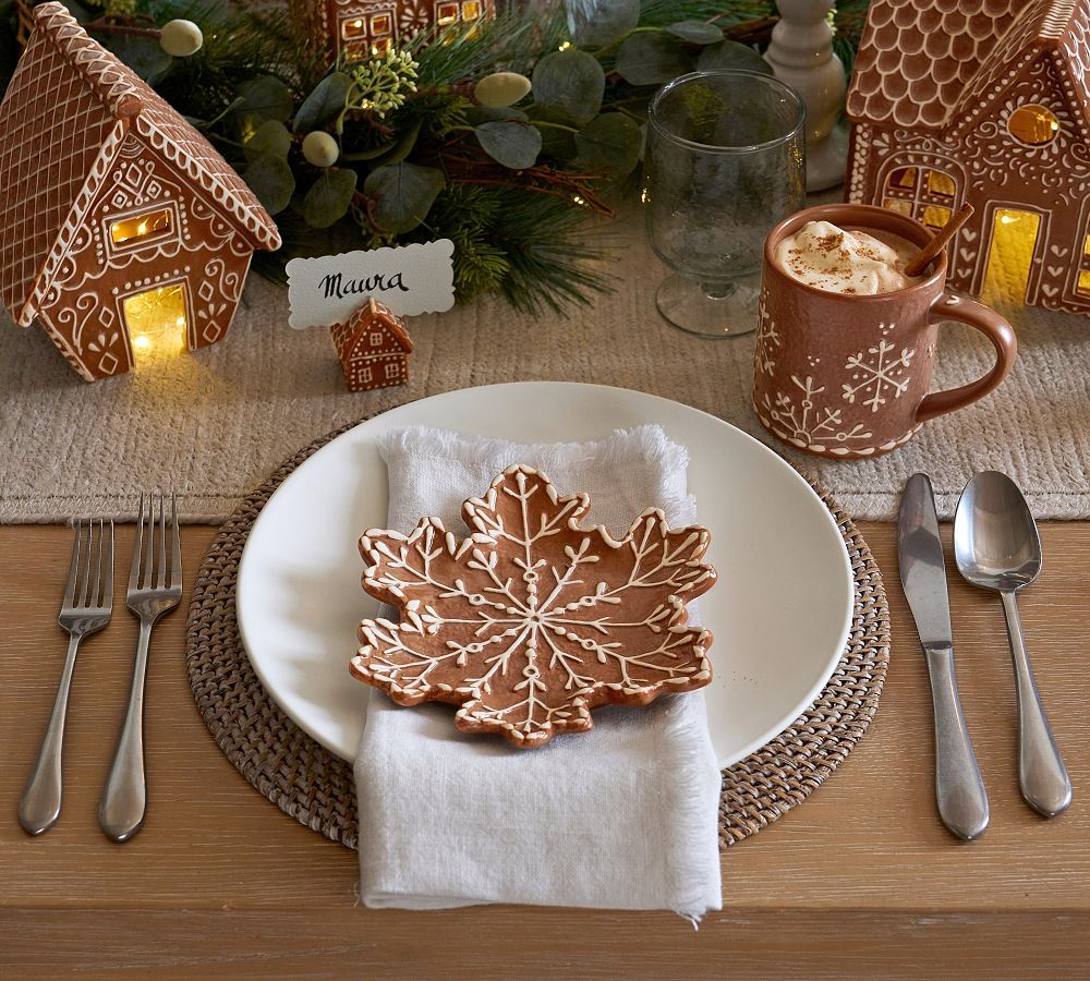 Gingerbread Figural Snowflake Appetizer Plates - Set of 4 | Pottery Barn (US)