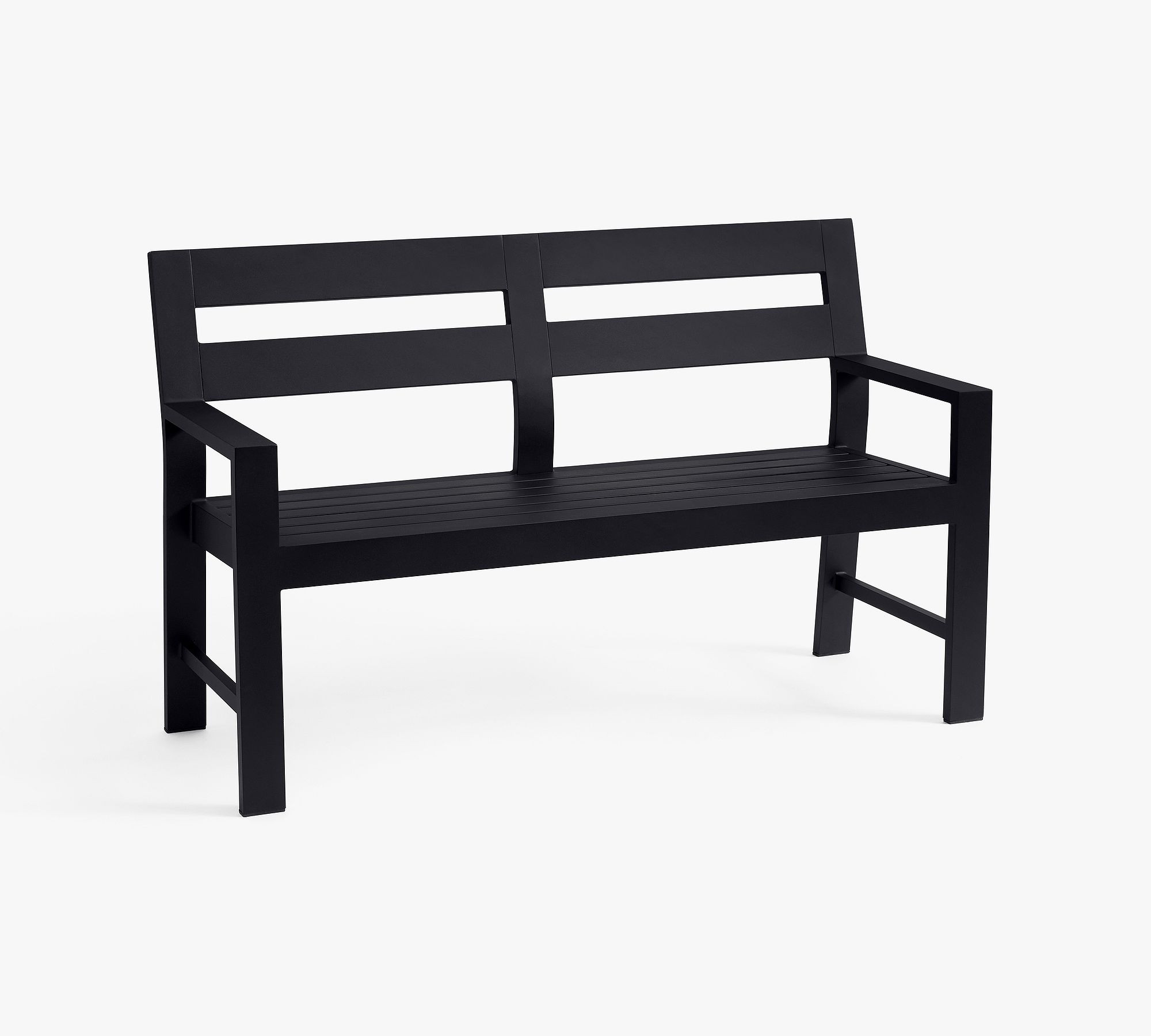 Malibu Metal 54" Outdoor Porch Bench, Black | Pottery Barn (US)