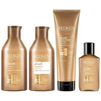 Redken All Soft Shampoo 300ml, Conditioner 300ml, Heavy Cream 250ml & Argan-6 Oil 111ml Pack in Clear | Debenhams UK