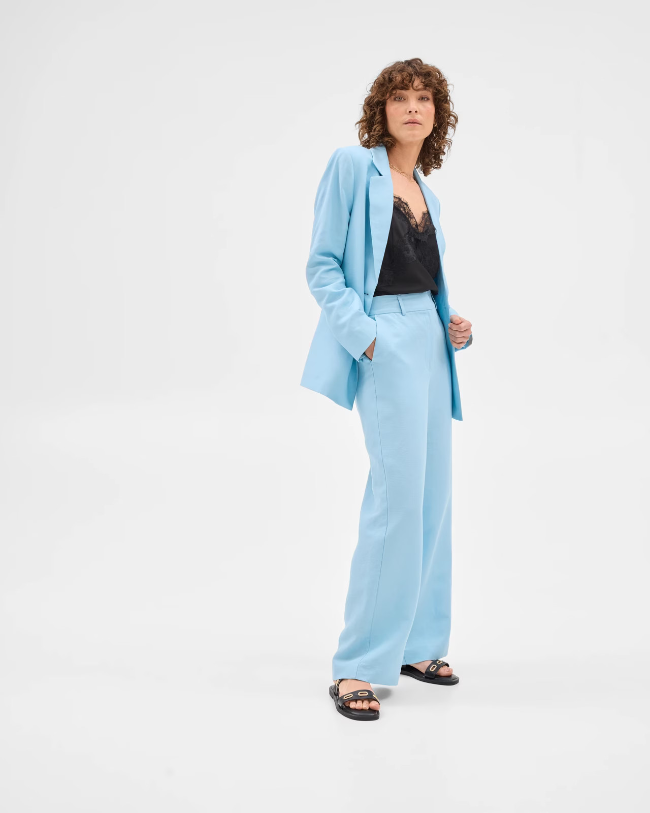 Linen Blend Single Breasted Blazer - Preview - Azure Sky | Target AU