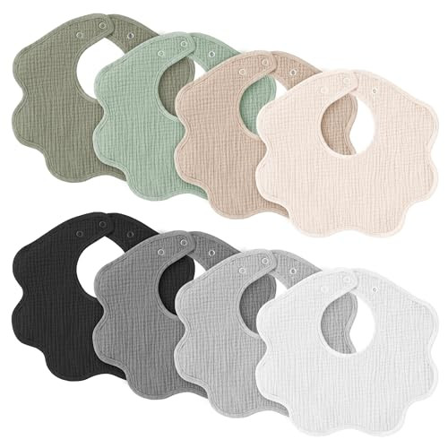 Amazon.com: Konssy Muslin Baby Bibs 8 Pack, 100% Cotton Absorbent Bandana Drool Bibs for Teething... | Amazon (US)