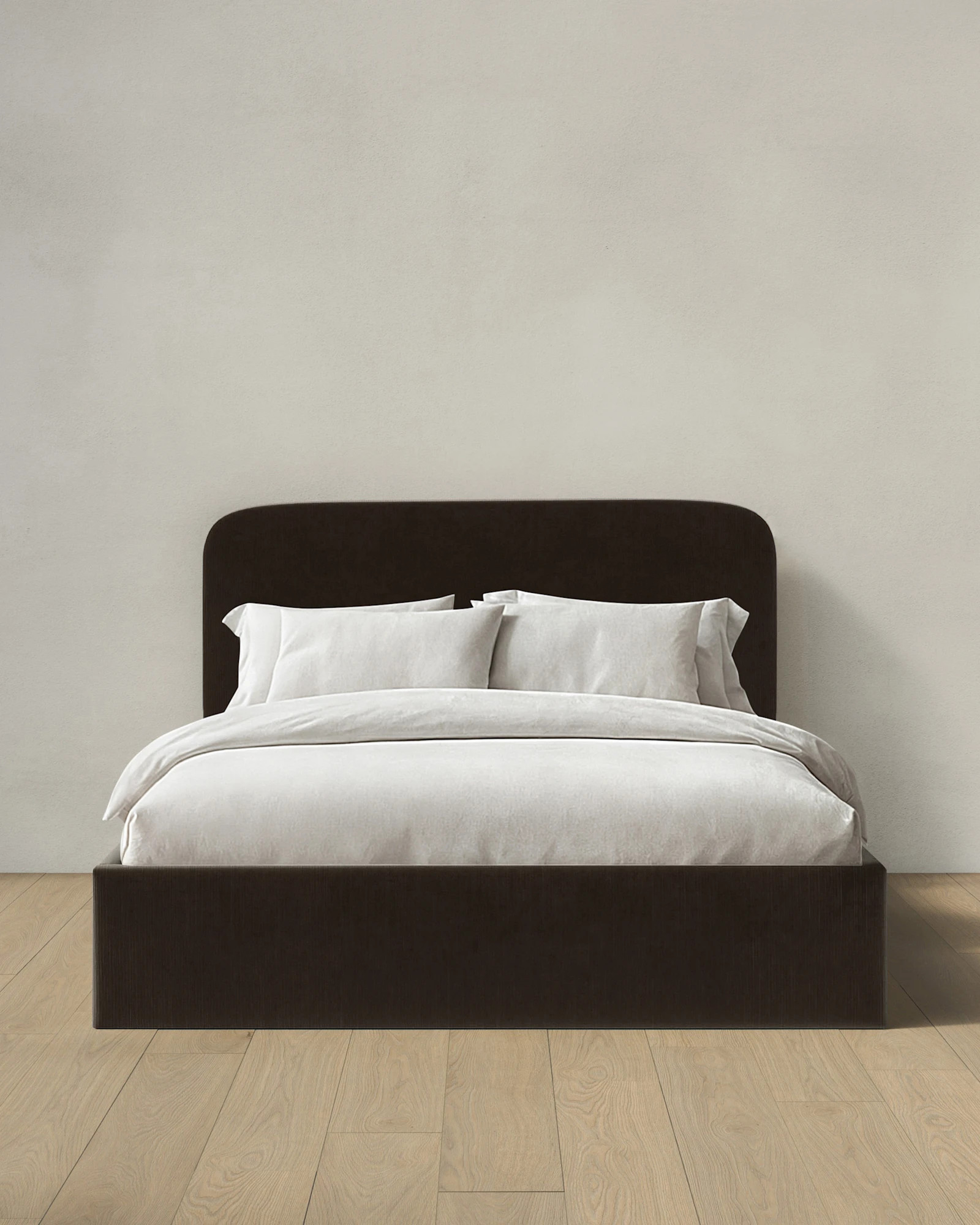 Quince | Performance Velvet Curved Bed in Moss, Size King | Quince