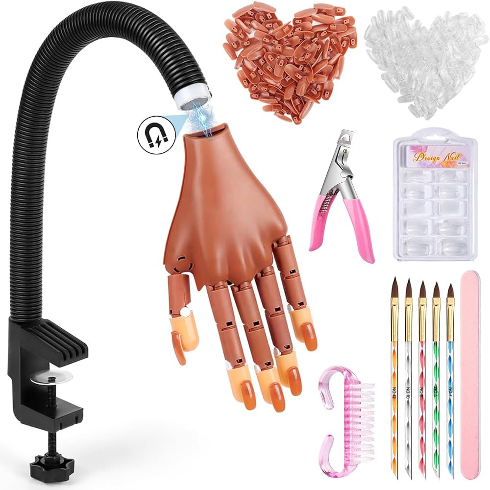 Magnetic Practice Hand for Acrylic Nails: Flexible Fake Nail Training Hand Practice - Manicure Ha... | Amazon (US)