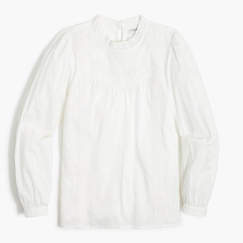 Cotton top with lace detail | J.Crew Factory