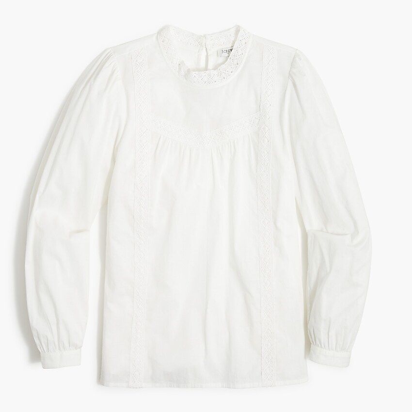 Cotton top with lace detail | J.Crew Factory