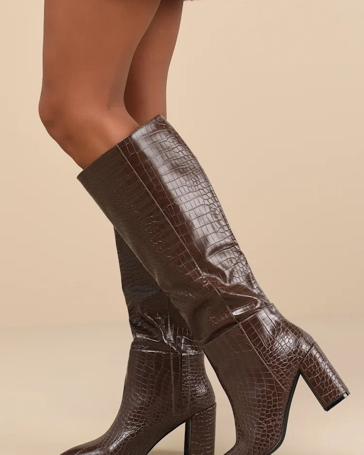 Boots anyone?? These Croc Pointed-Toe Knee High Boots from Lulus are under $50 and perfecttttt for Fall Outfits!! True to size & adorableeee on! 😍 

#LTKStyleTip #LTKFindsUnder50 #LTKSeasonal