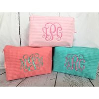 Monogrammed Waffle Cosmetic Bag, Make Up Gift Ideas | Etsy (US)