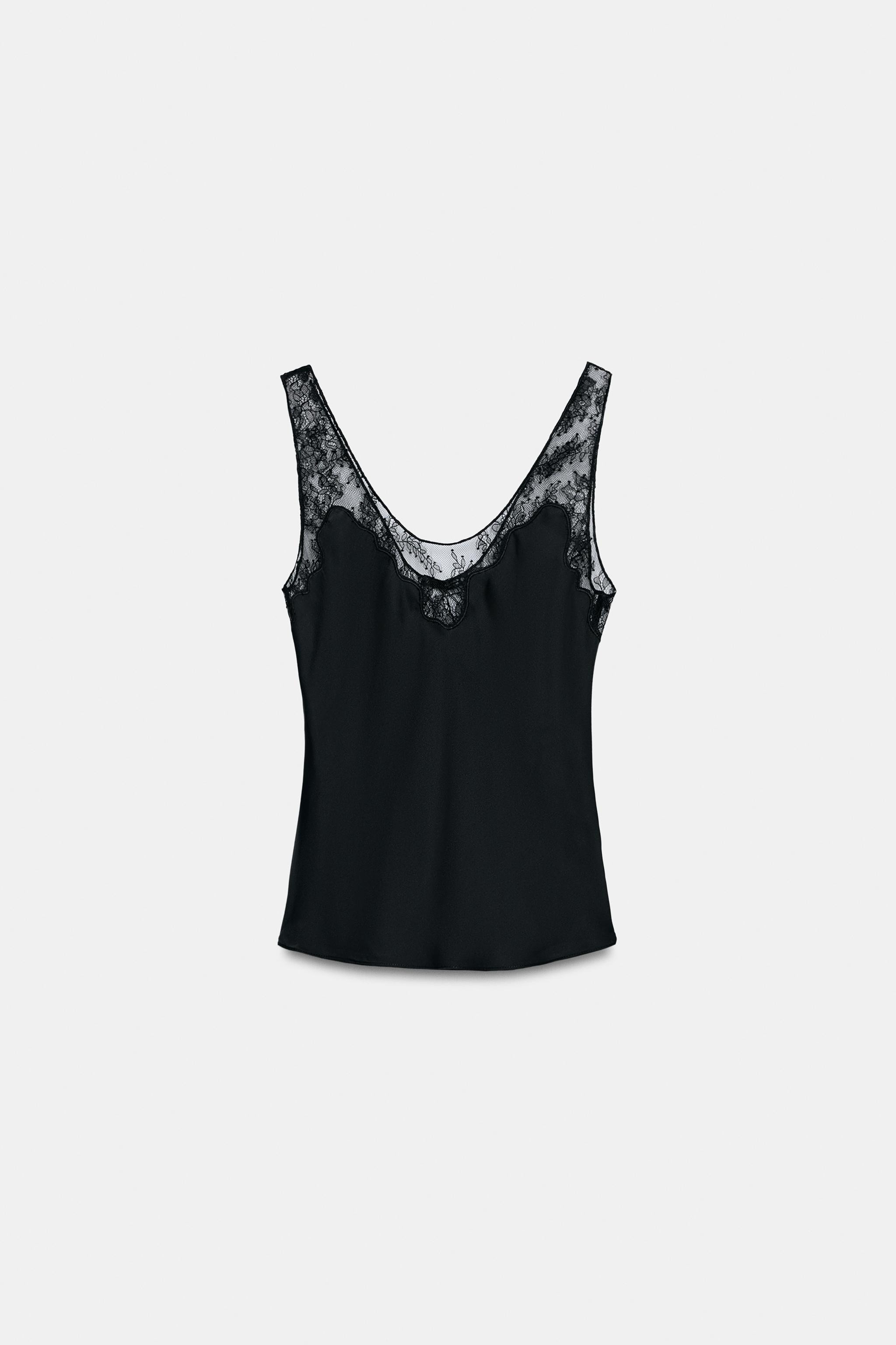 ZW COLLECTION SATIN LACE TOP | Zara UK