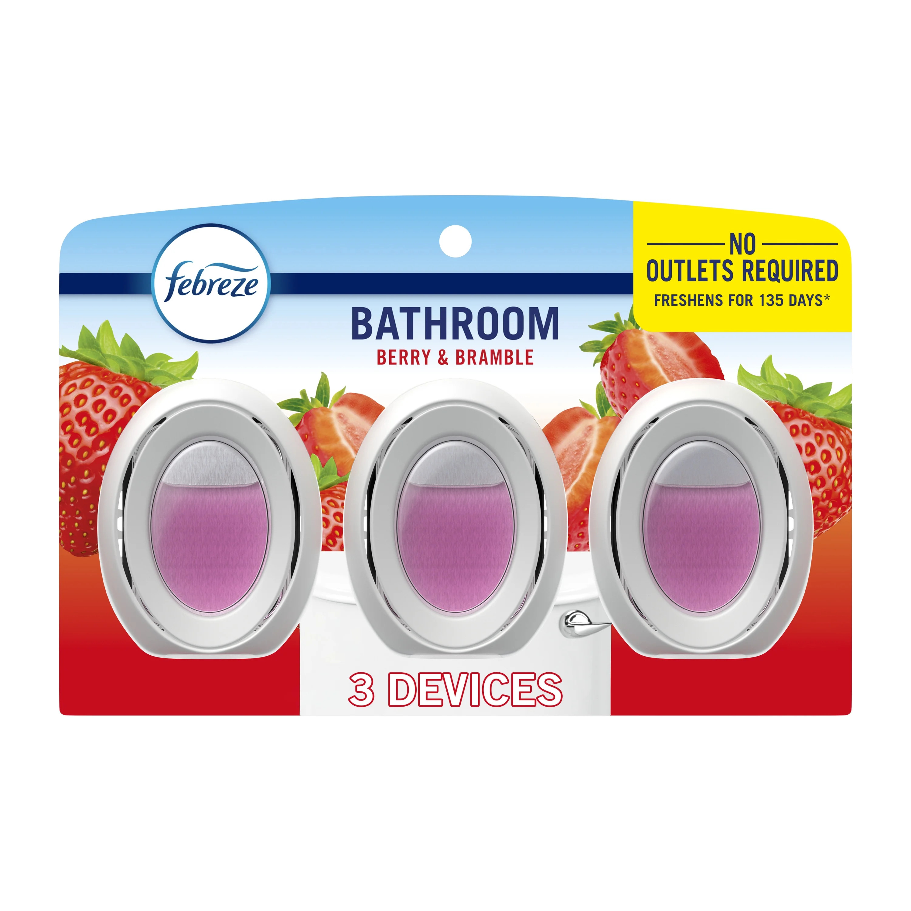 Febreze Bathrom Air Freshener, Small Spaces Odor-Fighting, Berry & Bramble, 3 Count | Walmart (US)