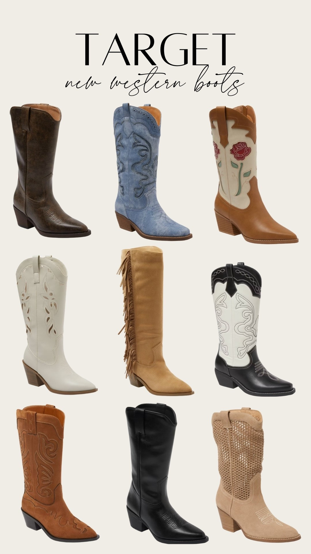 NEW cowgirl boots from target! A must for country concert outfits and rodeo looks