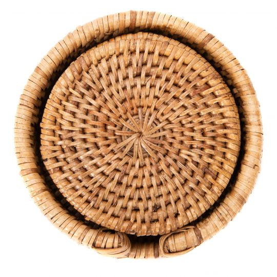 Handwoven Round Coaster Set with Box, Set of 6 | Paloma & Co.