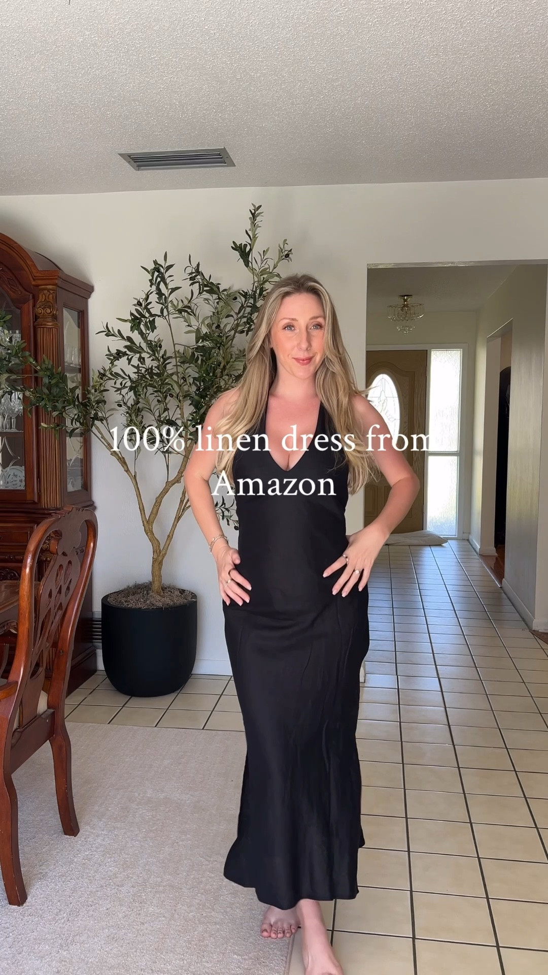 100% linen halter midi dress from Amazon 