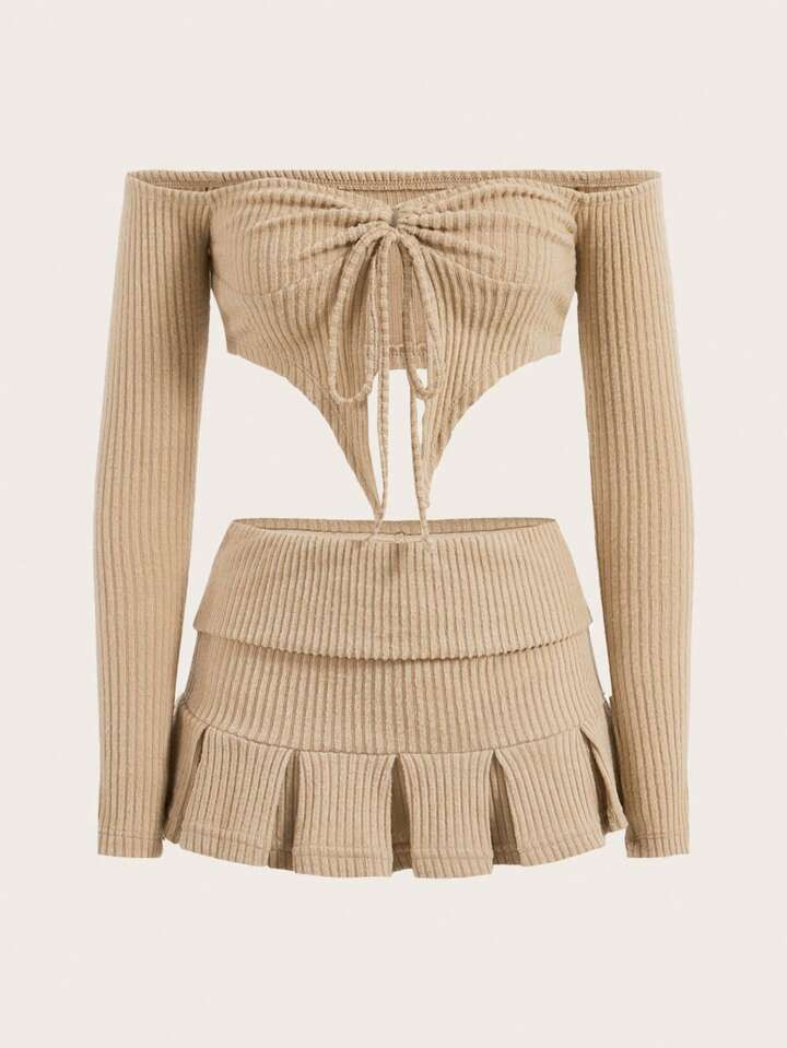 4SHEIN ICON One Shoulder Drawstring Asymmetrical Hem Top & Skirt700+ sold recentlyGBP£8.35-24% | SHEIN