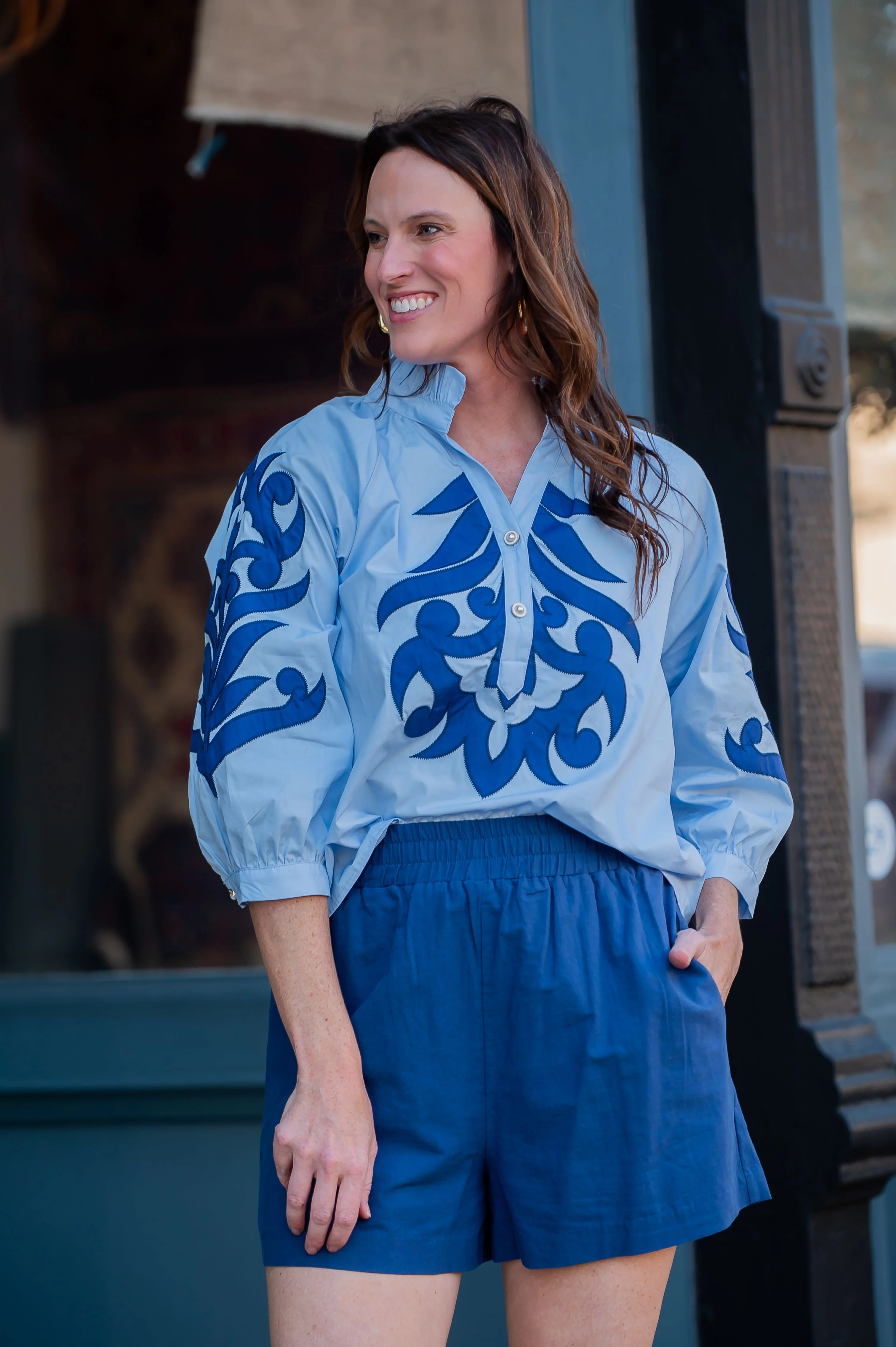 Emerson Baroque Applique Detail Top | Caroline Hill