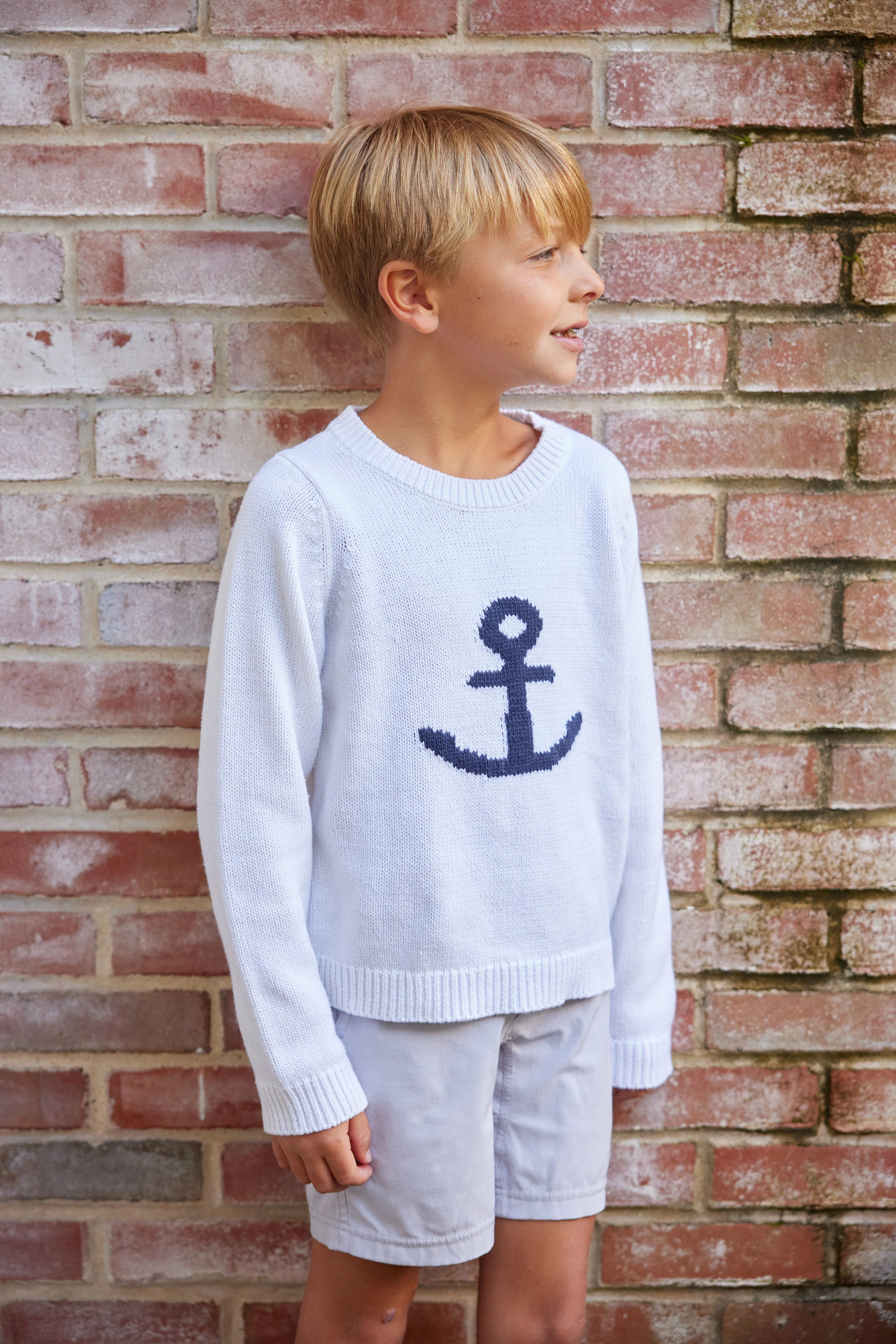 White Kids Anchor Sweater | Sail to Sable