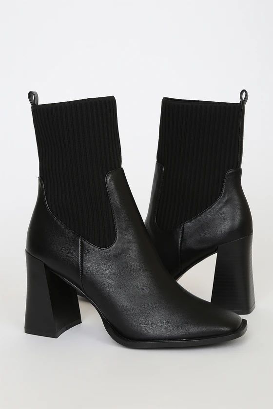 Naynee Black Square Toe Mid-Calf Boots | Lulus (US)