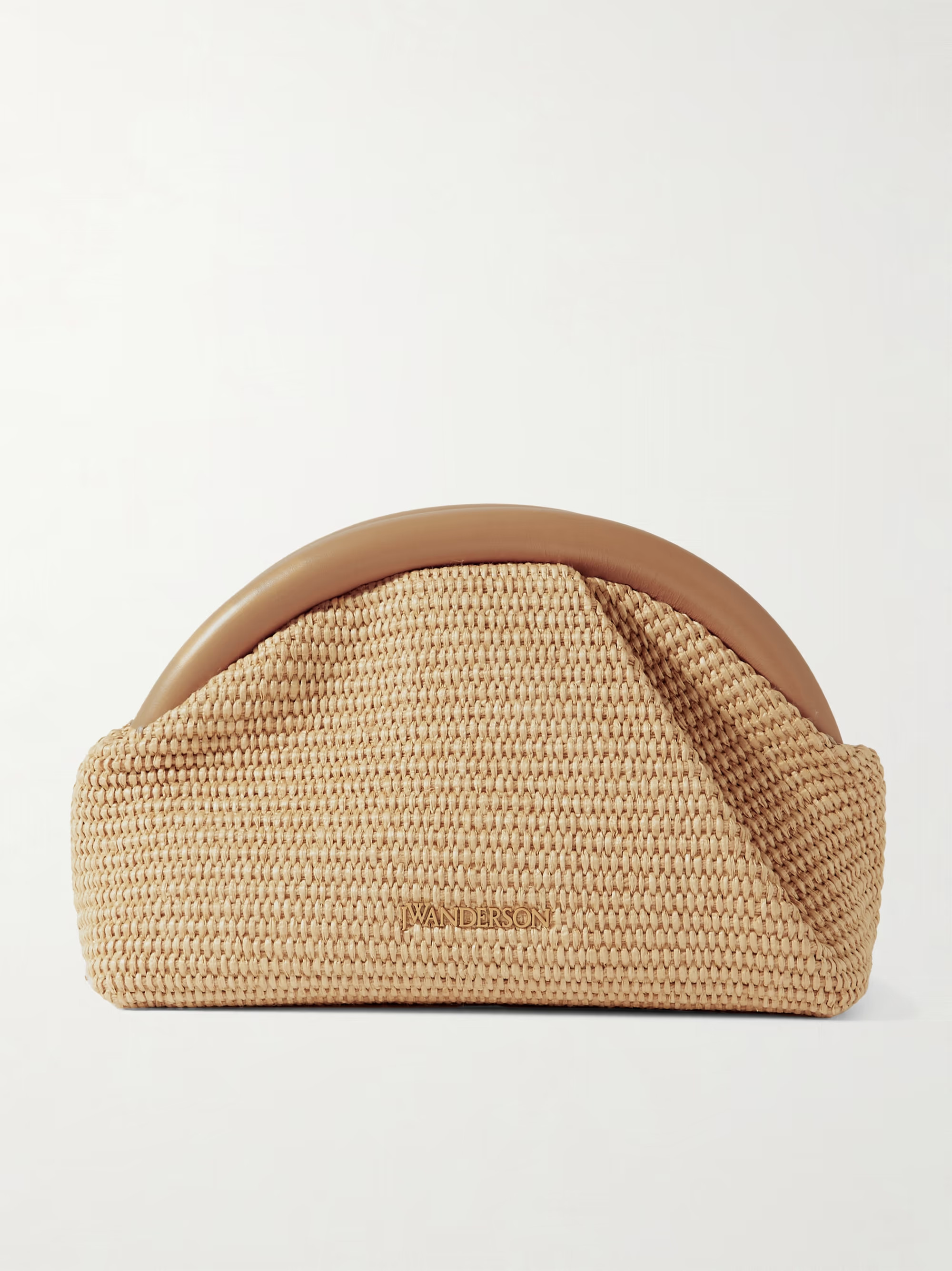 Bumper leather-trimmed raffia clutch | NET-A-PORTER (US)