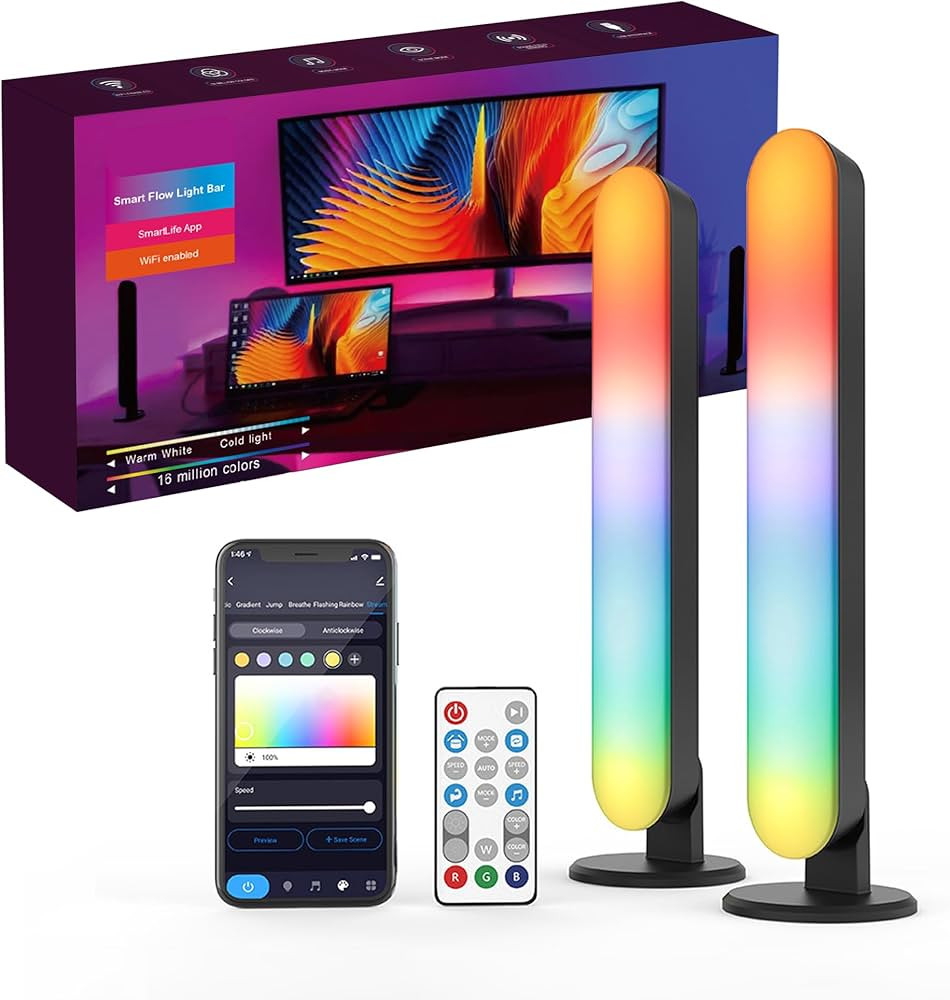 Smart LED Light Bars 2 PCS, Light Bar Dimmable Color Changing with Music Sync, Ambient Lighting C... | Amazon (US)