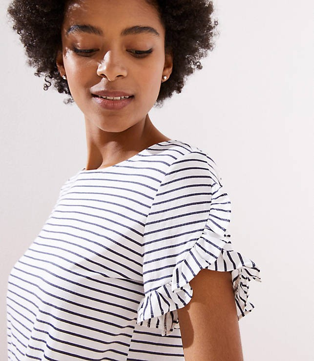 Striped Petal Sleeve Tee | LOFT