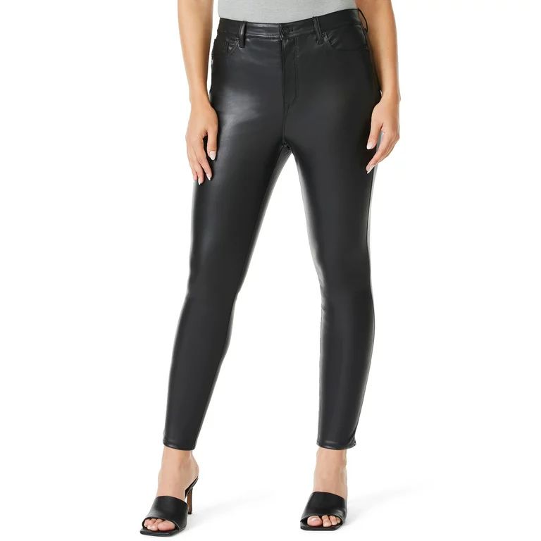 Sofia Jeans by Sofia Vergara Women's Rosa Curvy Super High-Rise Faux Leather Skinny Jeans | Walmart (US)