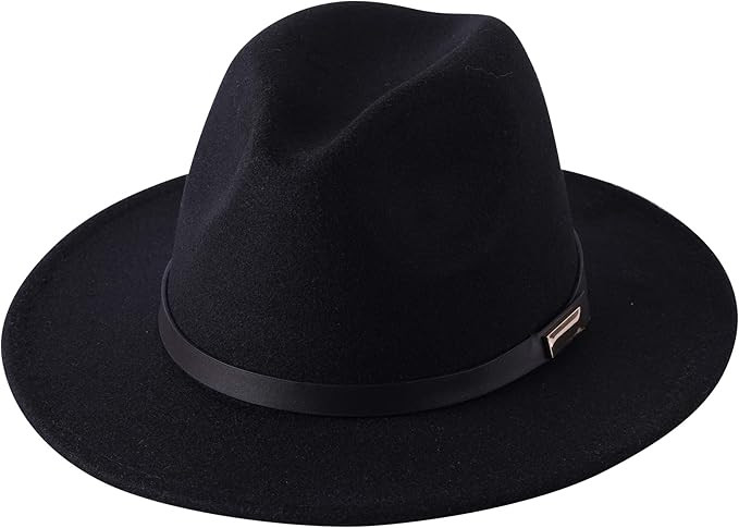 Lanzom Women Lady Retro Wide Brim Floppy Panama Hat Belt Buckle Wool Fedora Hat Fit Size 6 8/7-7 ... | Amazon (US)