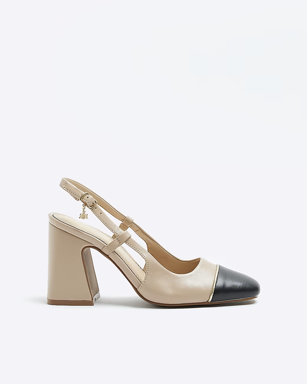 Beige sling back toe cap court shoes | River Island (UK & IE)