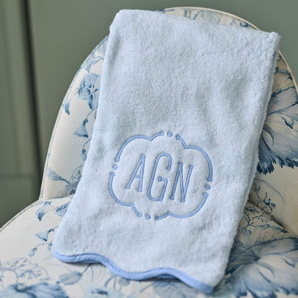 Monogrammed Plush Luxury Scallop Bath Towel | Weezie | Weezie Towels