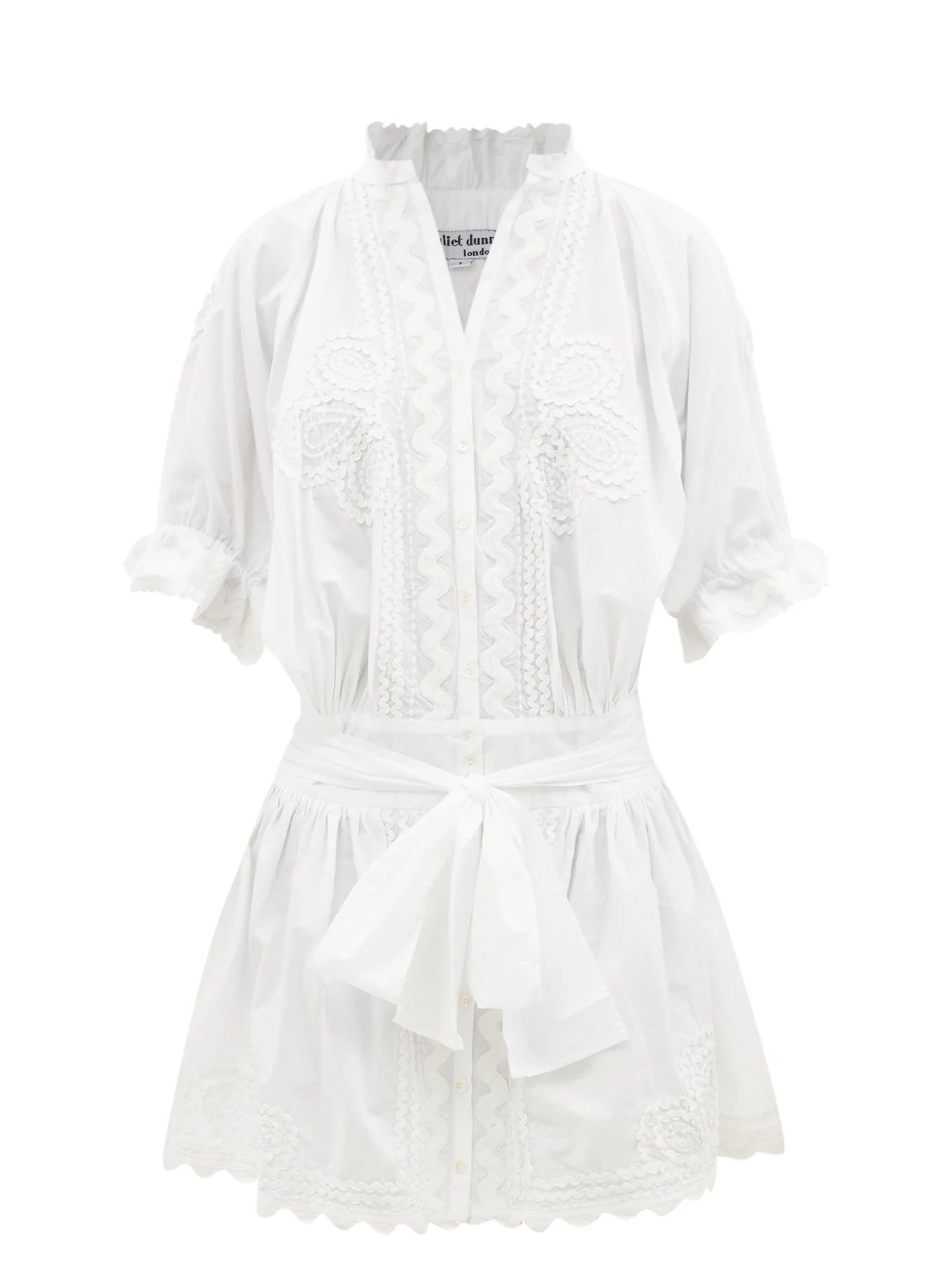 Rickrack-embellished cotton mini shirt dress | Juliet Dunn | Matches (US)