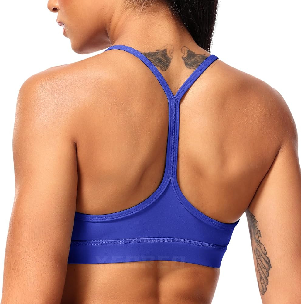YEOREO Naomi Backless Sports Bra for Women Y Back Strappy Yoga Bra Padded Low Impact Workout Crop... | Amazon (US)