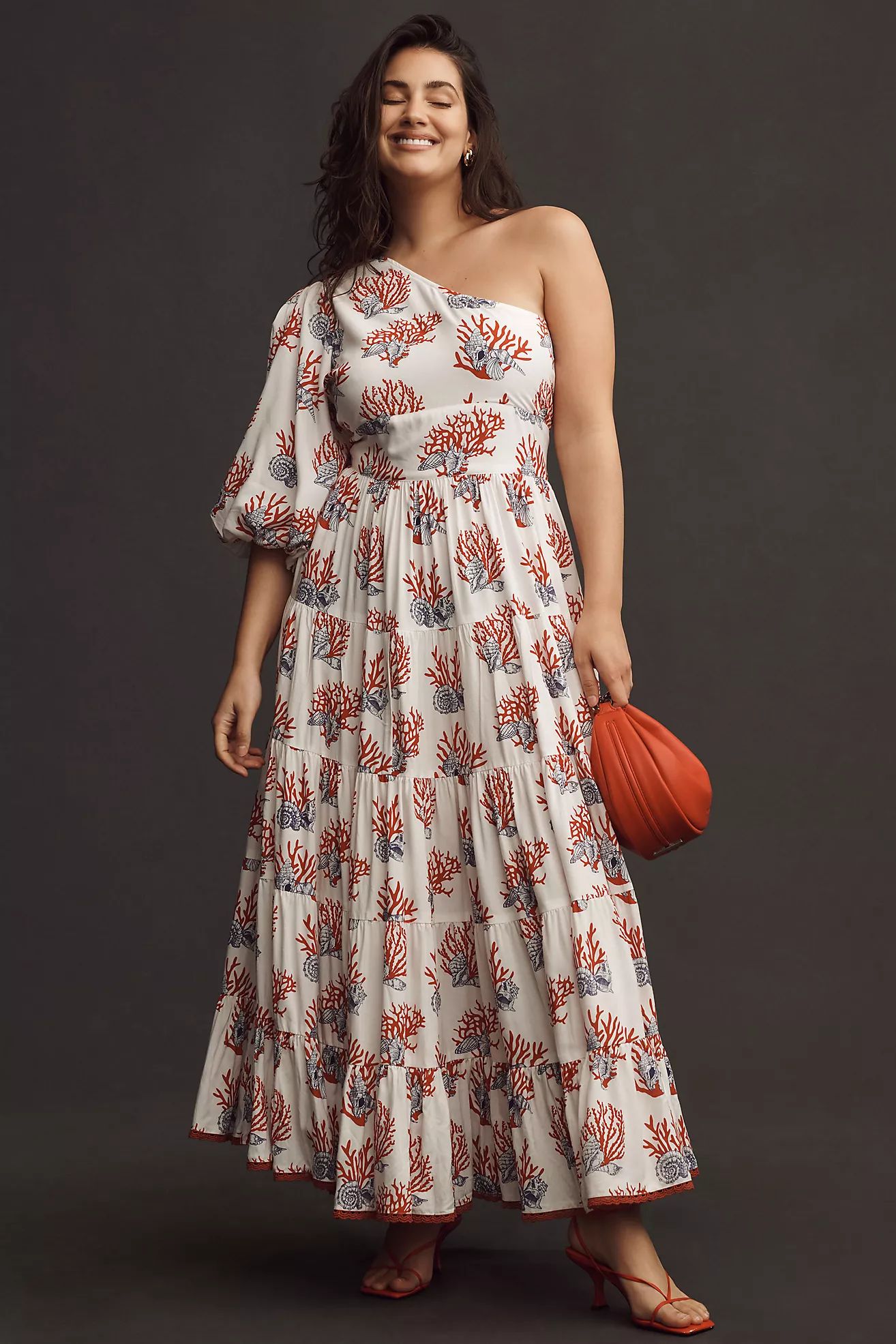 Priya Israni Puff One-Shoulder Belted Maxi Dress | Anthropologie (US)