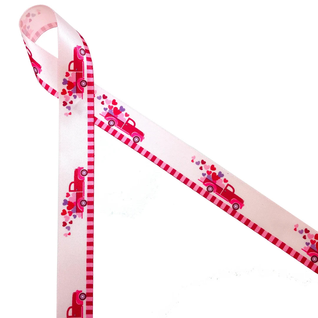 Valentine ribbon red truck with hearts for gift wrap, party favors, table decor, quilting, floral... | Etsy (US)