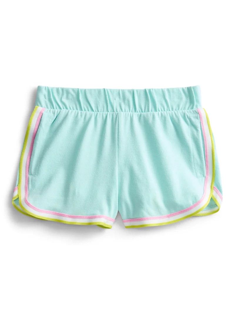 Wonder Nation Girls Dolphin Shorts with Contrast Stripes, Sizes 4-18 & Plus | Walmart (US)