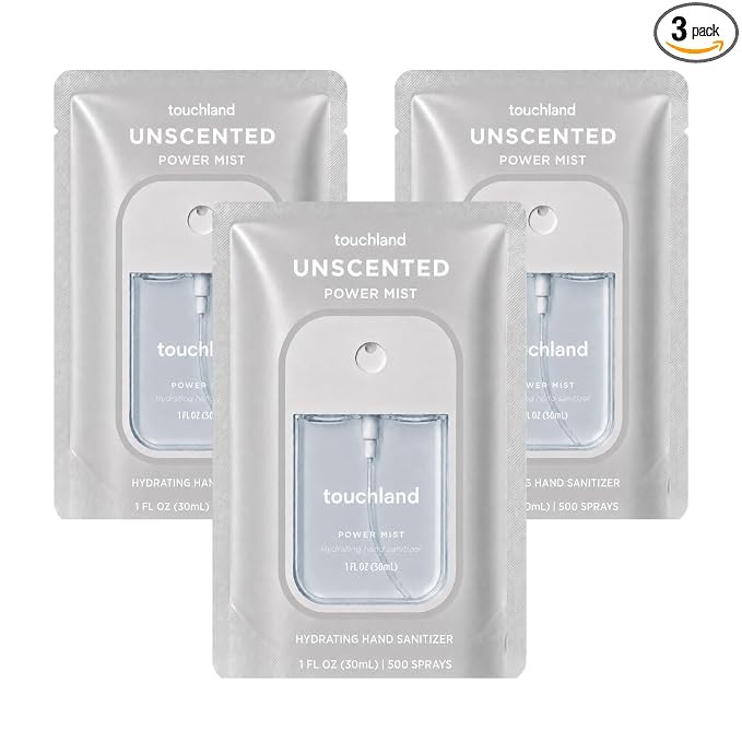 Touchland Unscented Hydrating Hand Sanitizer Spray, 3 Pack Travel Size | TSA ready Power Mist wit... | Amazon (US)
