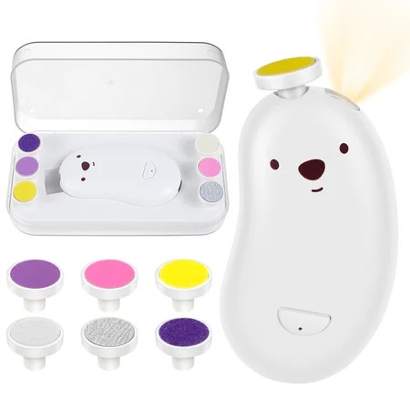 Duety Baby Nail Trimmer with LED Light 2 Speed Mode Electric Baby Nail Clippers with 6 Grinding Heads Rechargeable Baby Nail File Kit Safe Baby Fingernail Clippers Ergonomic Grip for Newborn Toddler | Walmart (US)