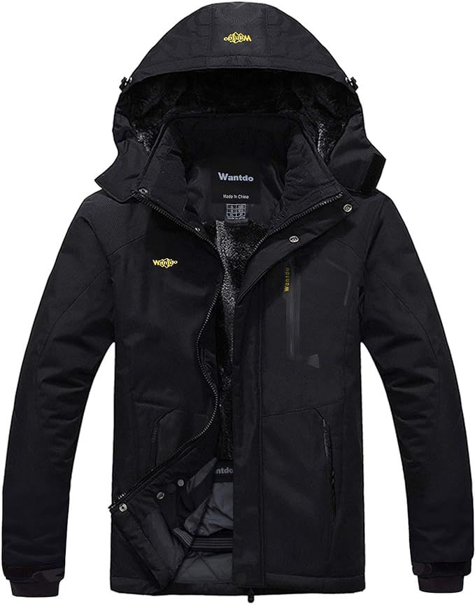 Wantdo Men's Mountain Waterproof Ski Jacket Windproof Rain Jacket Winter Warm Hooded Coat | Amazon (US)