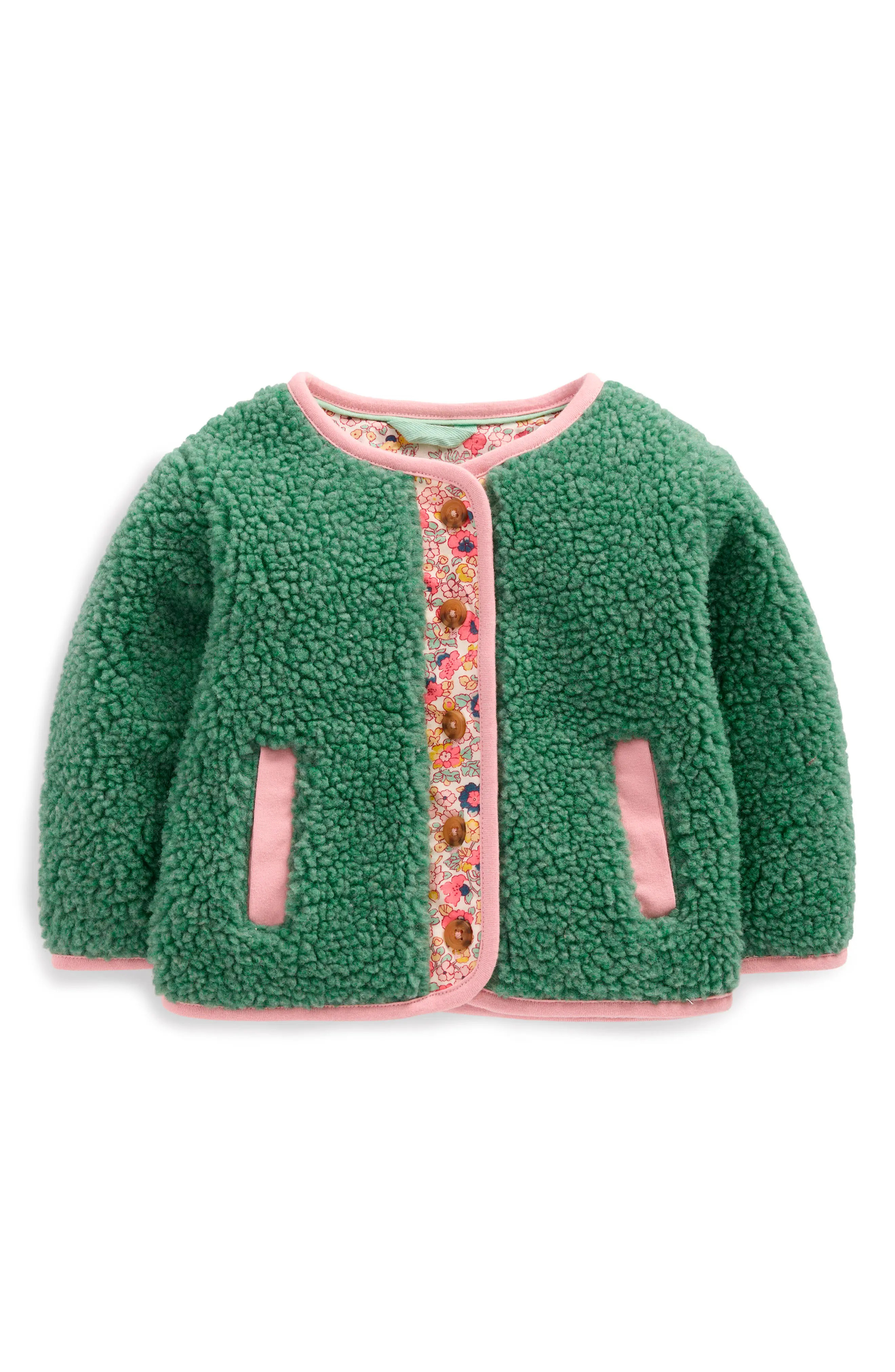 Mini Boden Floral Trim High-Pile Fleece Jacket (Women) | Nordstrom | Nordstrom