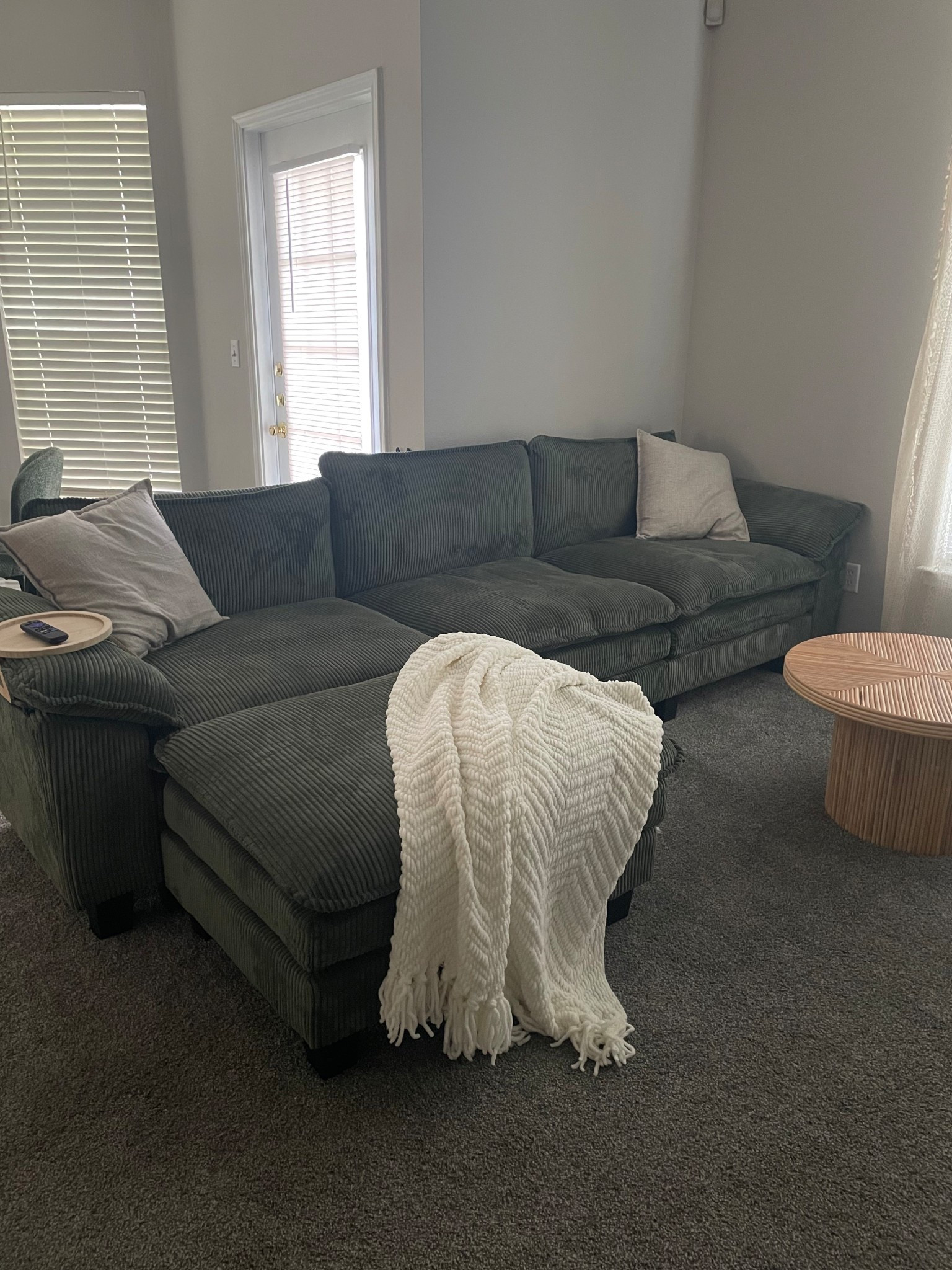 I’m so in love with my modular sofa from Amazon in my favorite color of course🫒 It was super easy to assemble and did it all by myself! Highly recommend if you’re buying a sofa for the first time. I also linked the white knitted blanket🤍 #home #modularsofa #sofa #olivegreen #knittedblanket #neutralhome #cozyhome 

#LTKHome