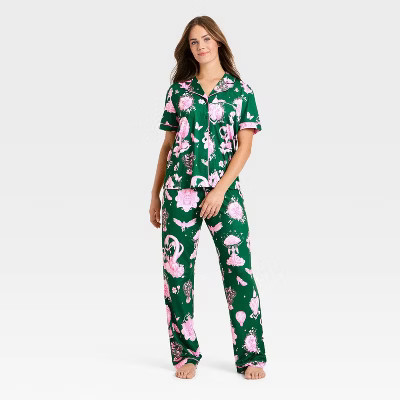 Wicked x Katie Kime Women's Graphic Pajama Set - Green L | Target