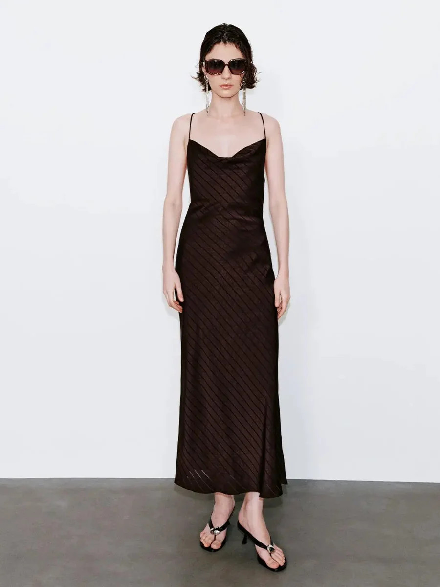 Striped Strappy A-Line Maxi Dress | Urban Revivo
