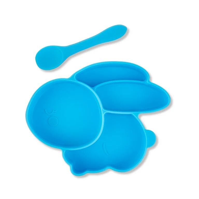 Easter Blue Silicone Bunny Plate Set with Spoon, 6.11" x 7.97", by Way To Celebrate | Walmart (US)
