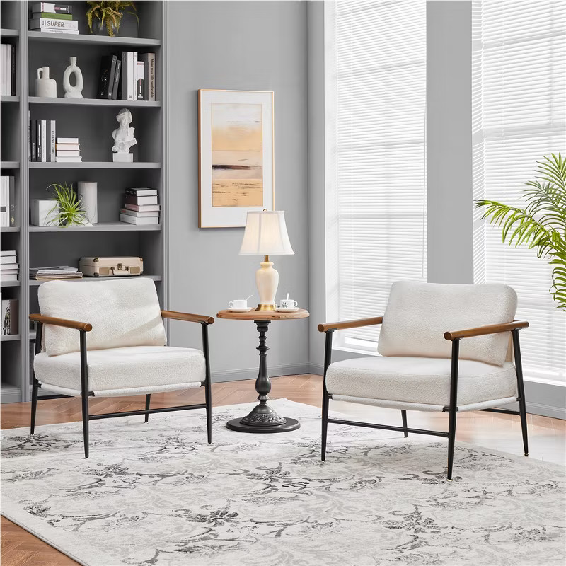 Yaheetech Mid-century Accent Chair Reading Chair for Living Room, Bedroom Ivory | Target