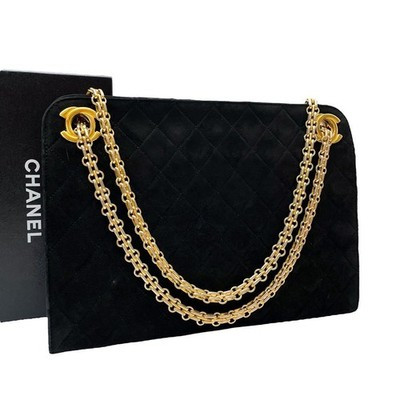 CHANEL Matelasse Suede and Leather Chain Shoulder Hand Bag Black Auth | eBay US