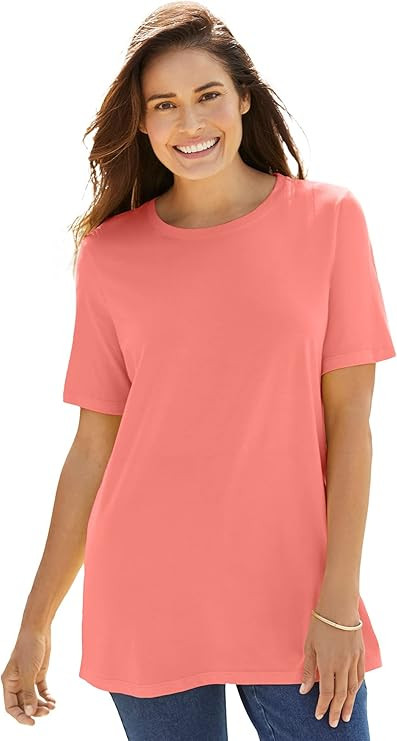 Woman Within Women's Plus Size Perfect Short-Sleeve Crewneck Tee | Amazon (US)